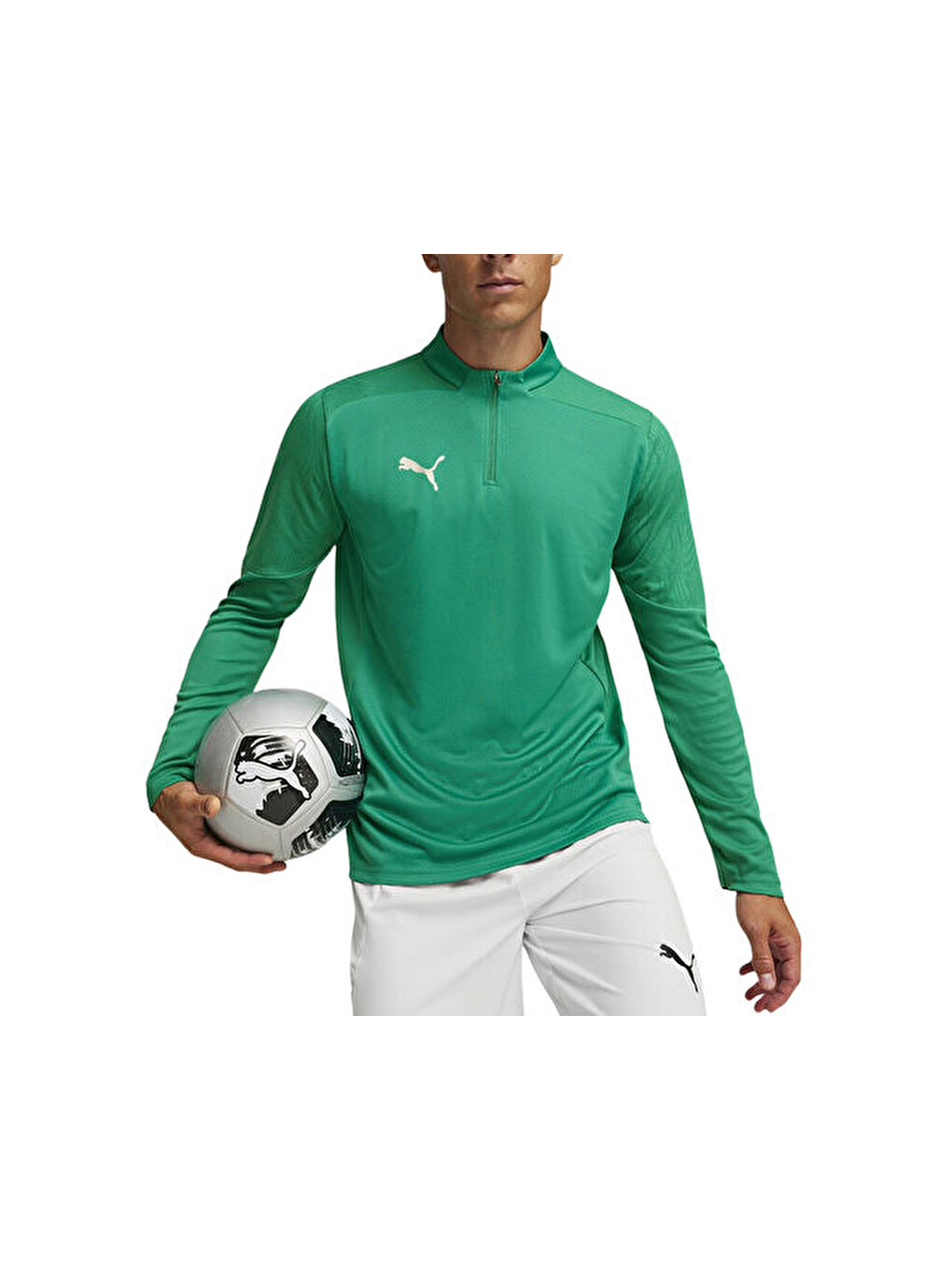 Teamfinal Training 1/4 Zip Erkek Futbol Antrenman Uzun Kollu Tişört 65855105 Yeşil-2