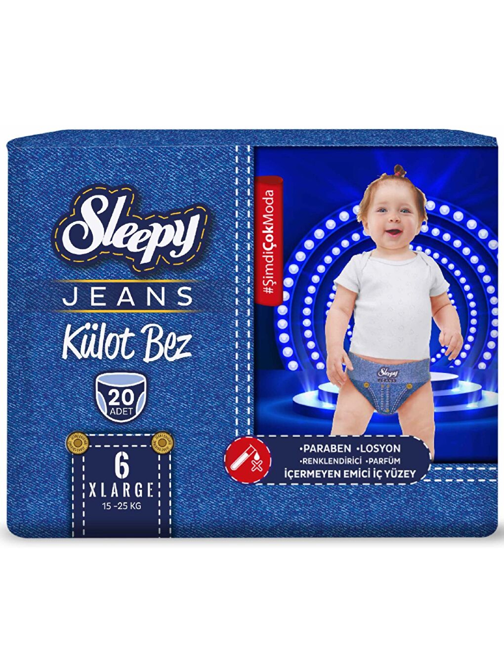 Süper 2'li Fırsat Paketi(Jeans Külot Bez 6 Numara 20 Adet + Mayo Külot Bez 6 Numara 14 Adet)-1