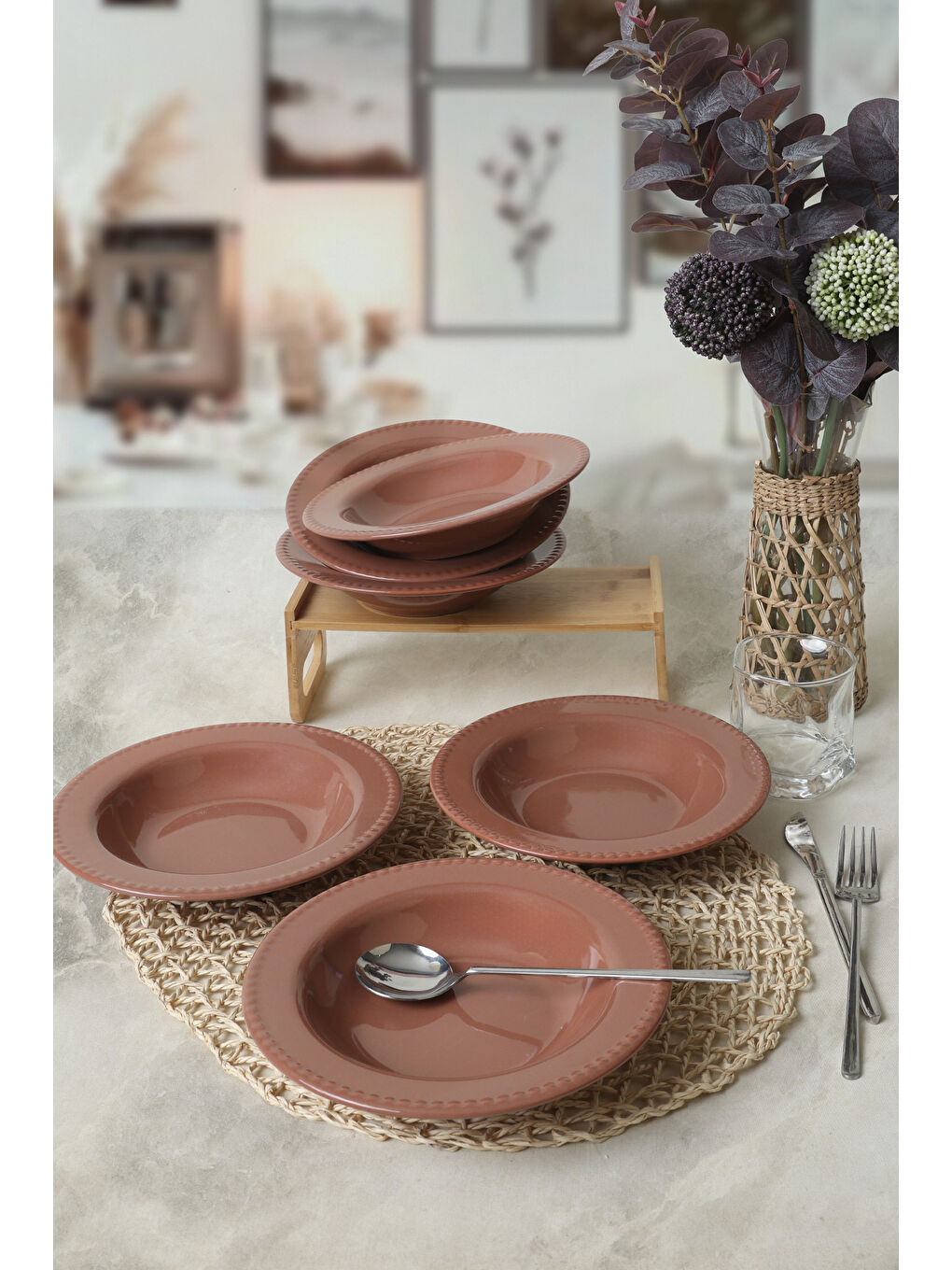 Kahverengi Bella Yemek Tabağı 21 Cm 6 Adet