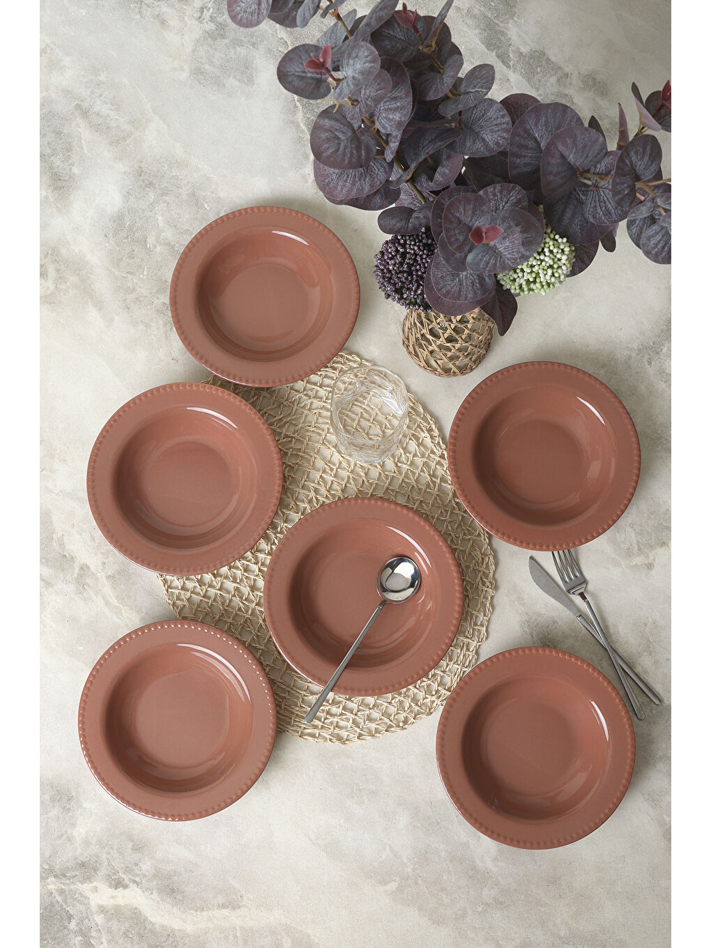 Kahverengi Bella Yemek Tabağı 21 Cm 6 Adet-1