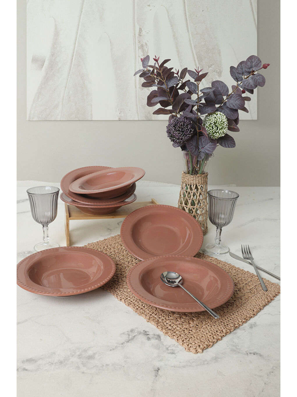 Kahverengi Bella Yemek Tabağı 21 Cm 6 Adet-3