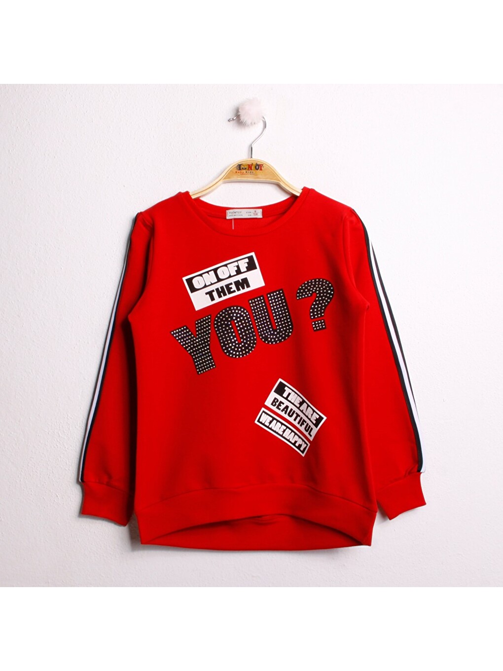 Kırmızı Kız Çocuk Sweatshirt You Baskı