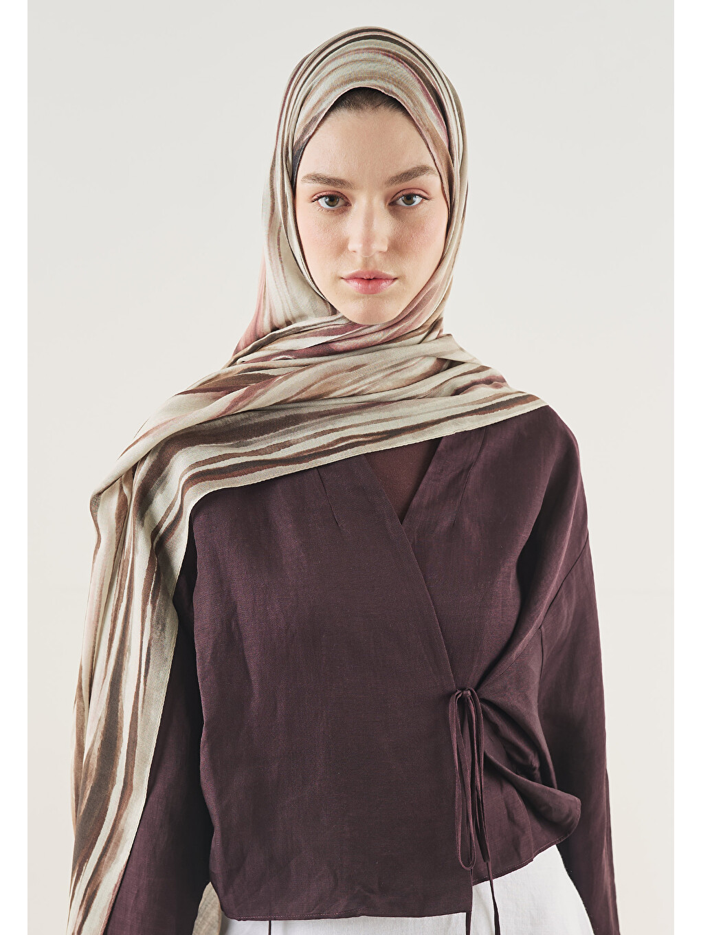 Pembe Dark Batik Desen Soft Viskon Şal Gül Kurusu-1