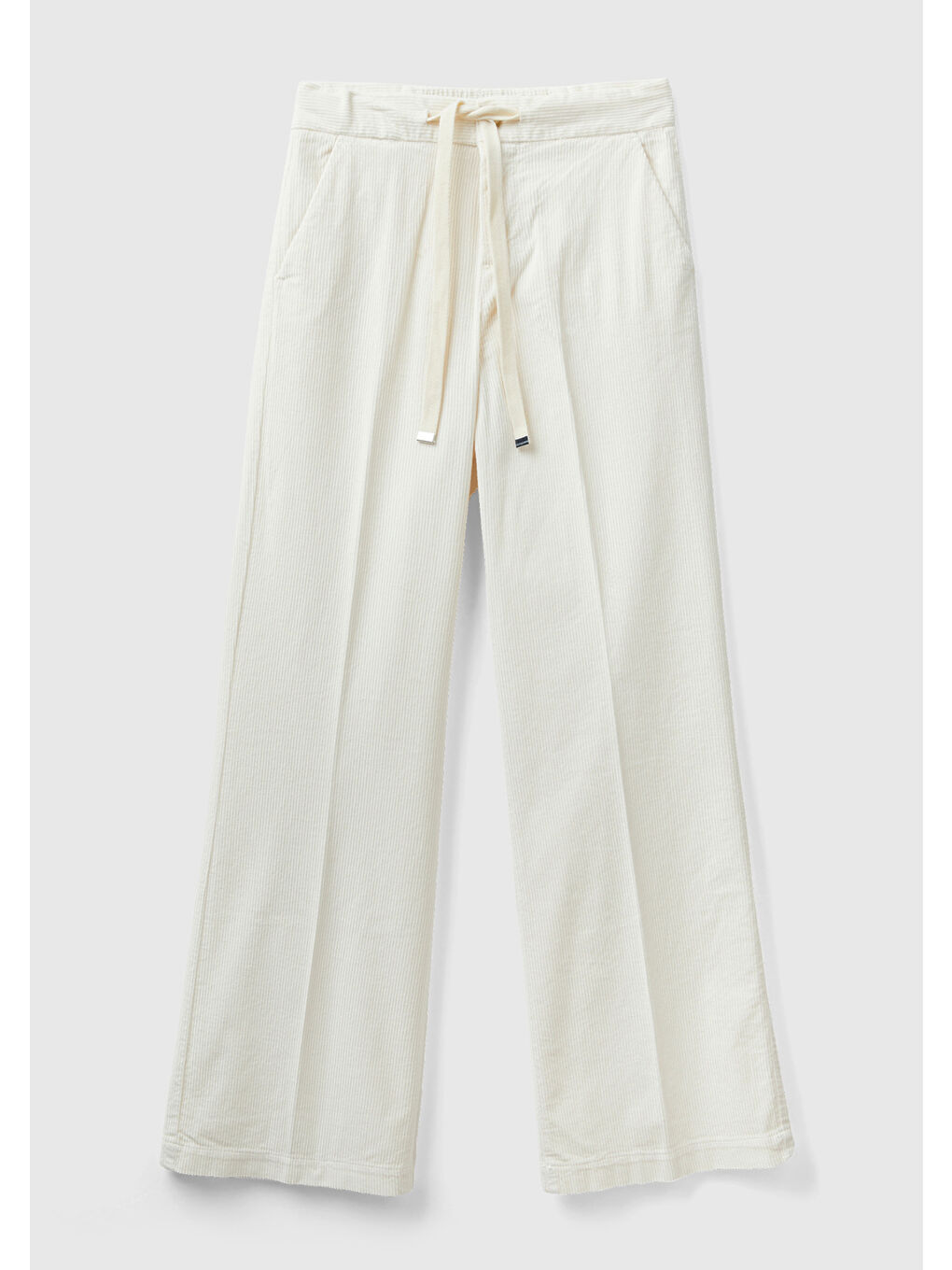 Ekru Kadın Krem Beli İpli Kadife Pantolon-1