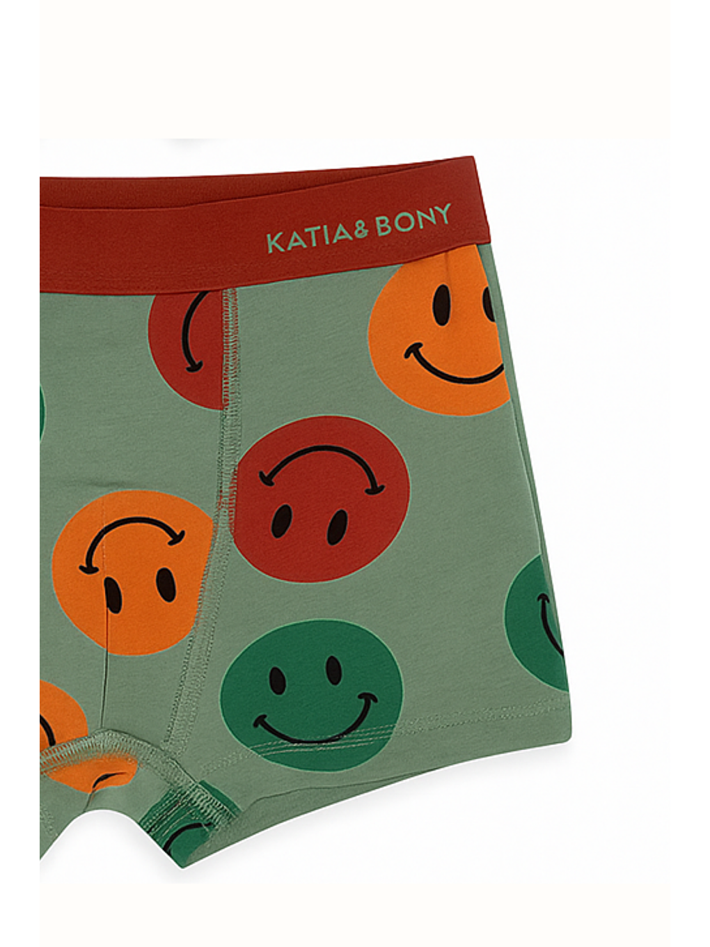 Erkek Çocuk Gülen Yüz Desenli 2'Li Boxer Yeşil-2