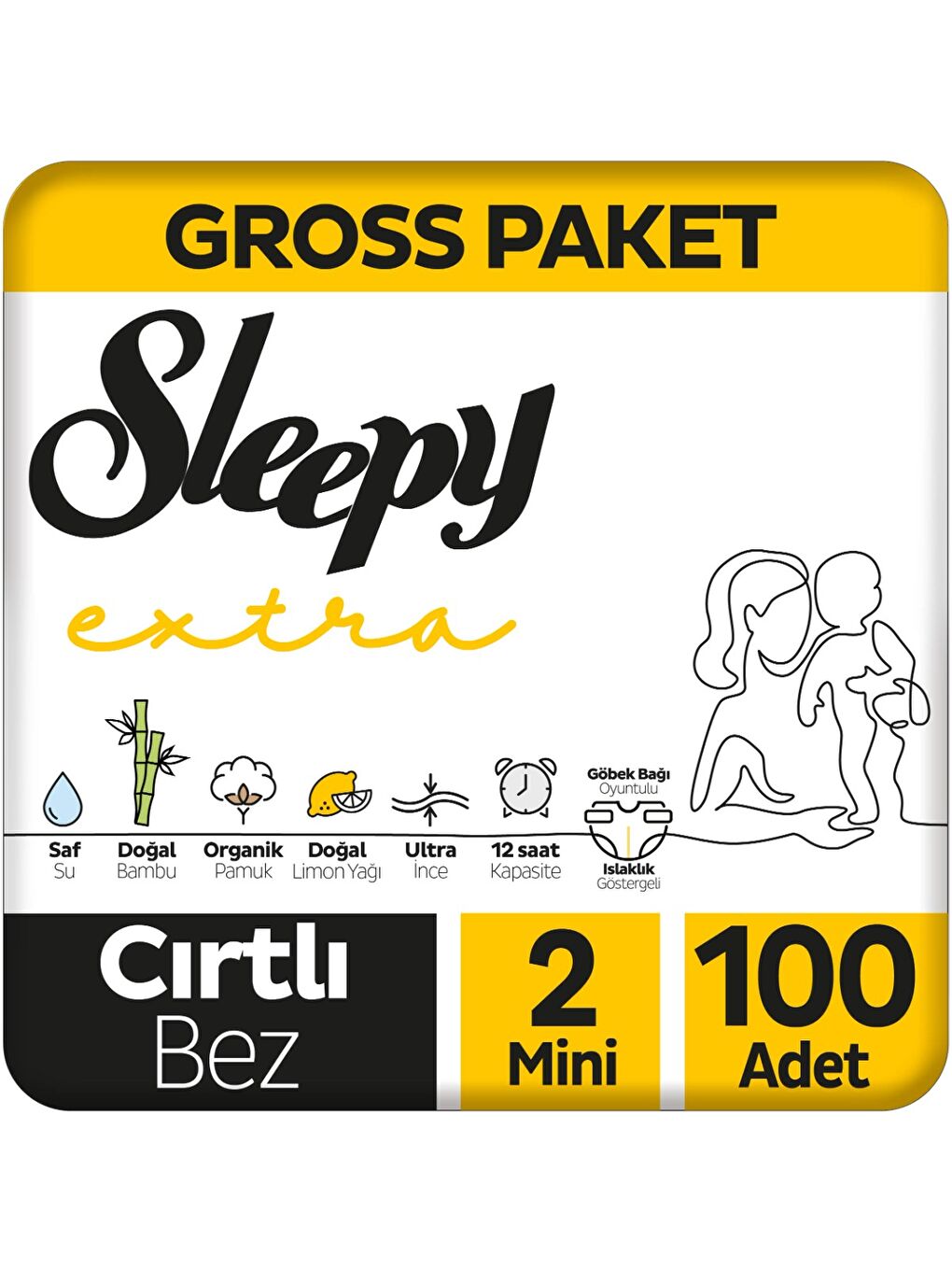 Extra Günlük Aktivite Gross Paket Bebek Bezi 2 Numara Mini 100 Adet