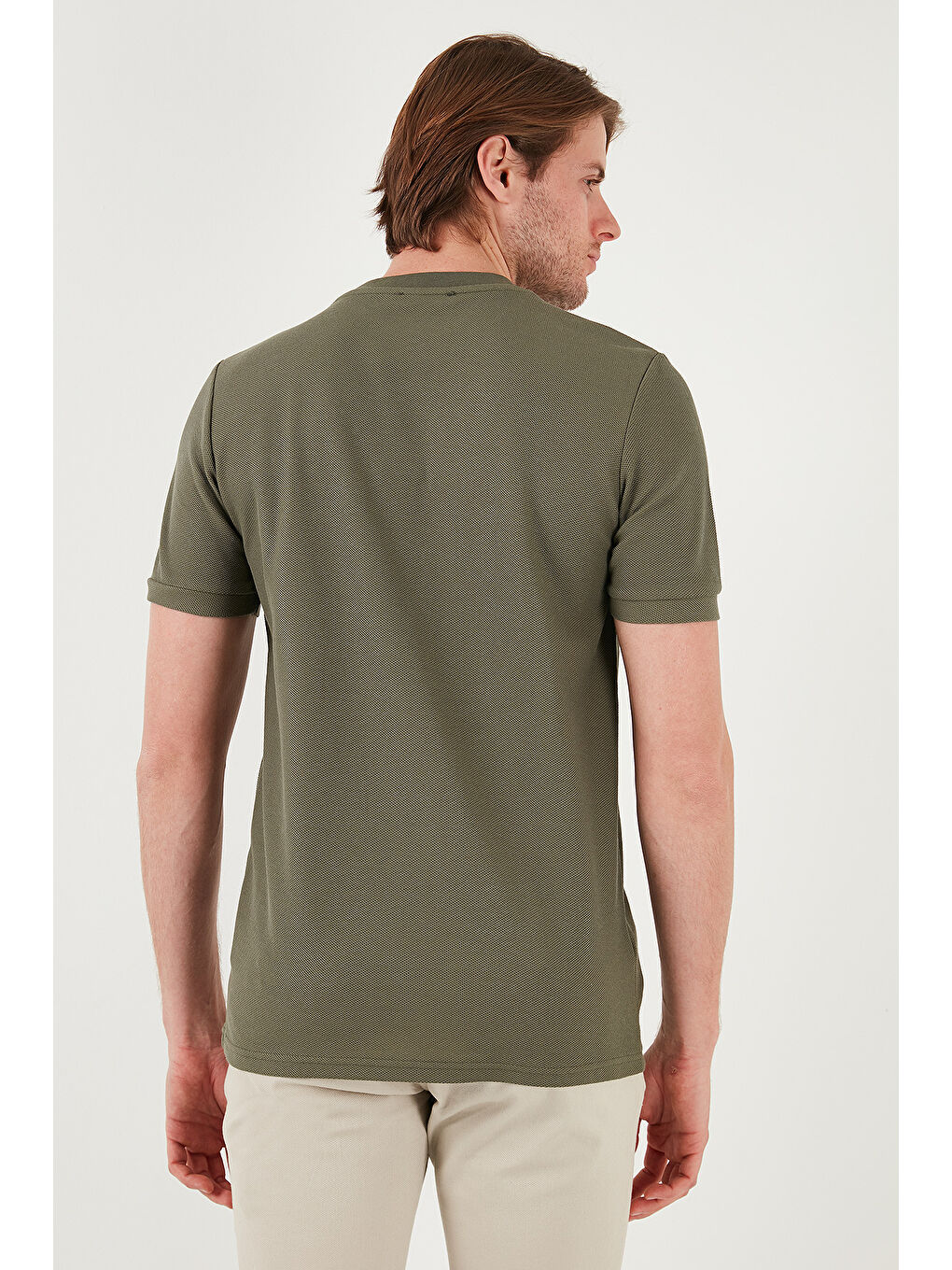 Yeşil Pamuklu Bisiklet Yaka Basic Erkek T Shirt 5902387-6