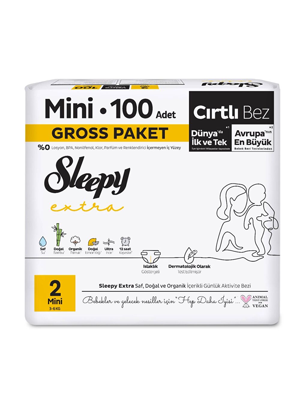 Extra Günlük Aktivite Gross Paket Bebek Bezi 2 Numara Mini 100 Adet-1