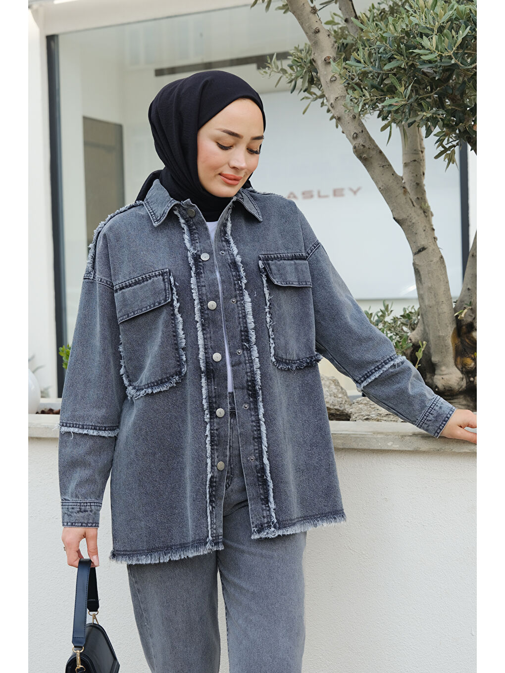 Locco Moda Füme Püskül Detay Çift Cepli Jean Ceket Füme - 2