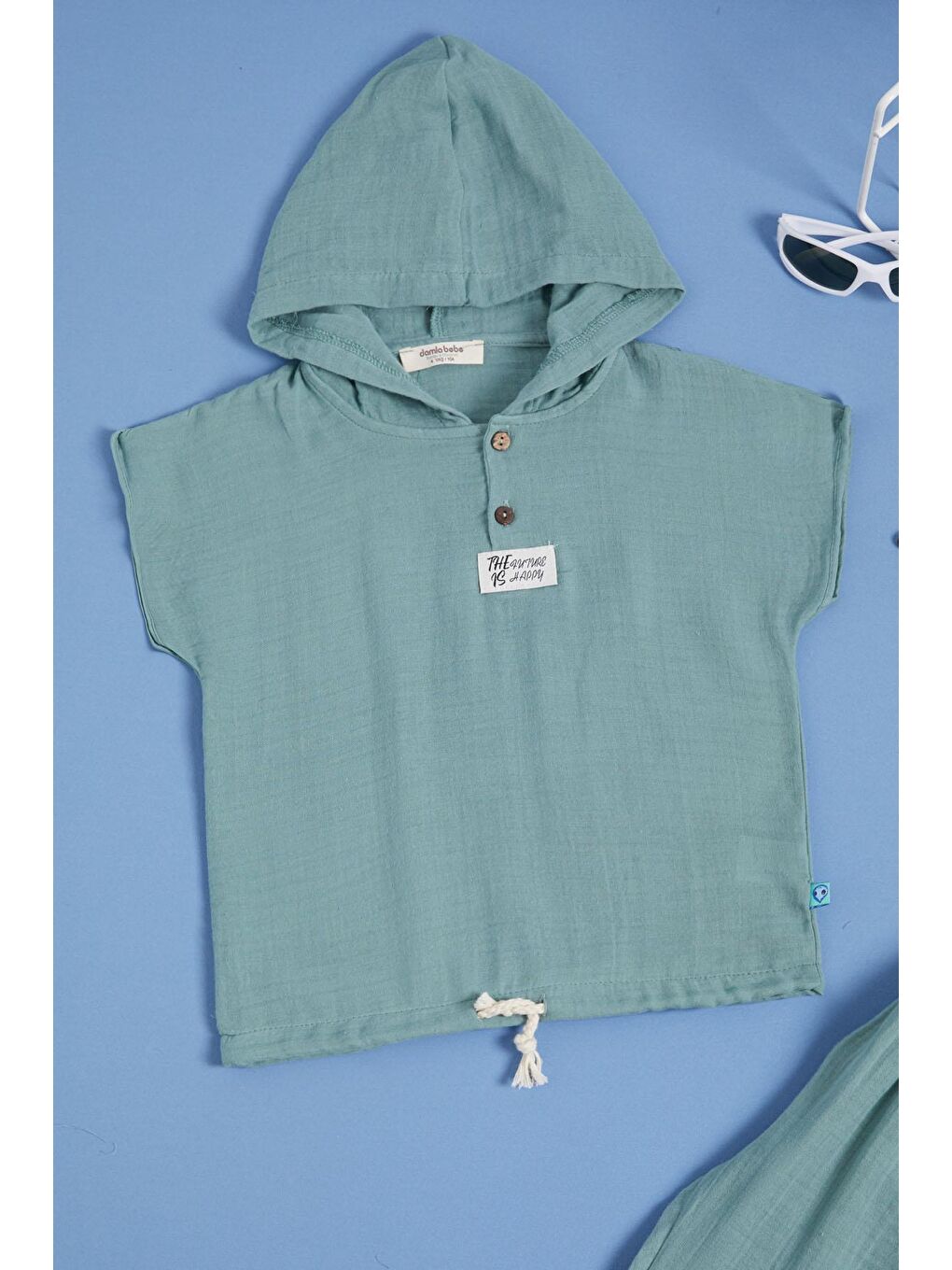 Yeşil Kapüşonlu Erkek Çocuk Yazlık  Takım-1