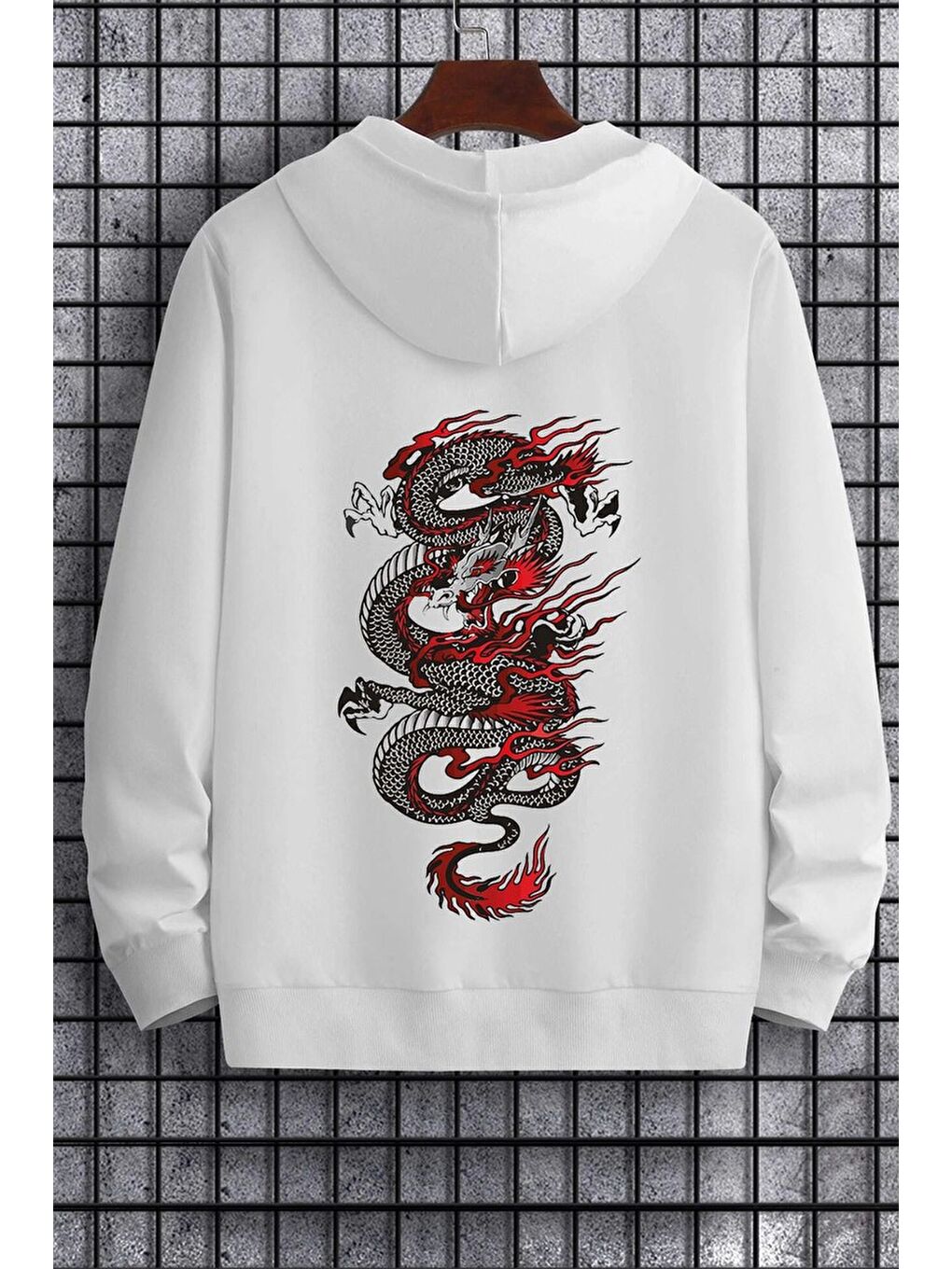 uyguntarz Beyaz Chinesebox Kapüşonlu Hoodie - 1