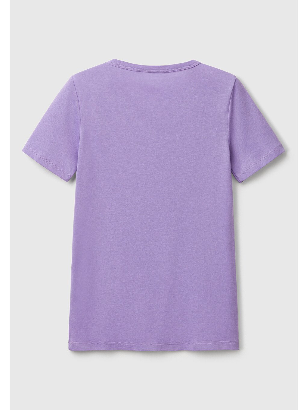 Mor Kadın %100 Pamuk Benetton Yazılı Basic Tişört-3