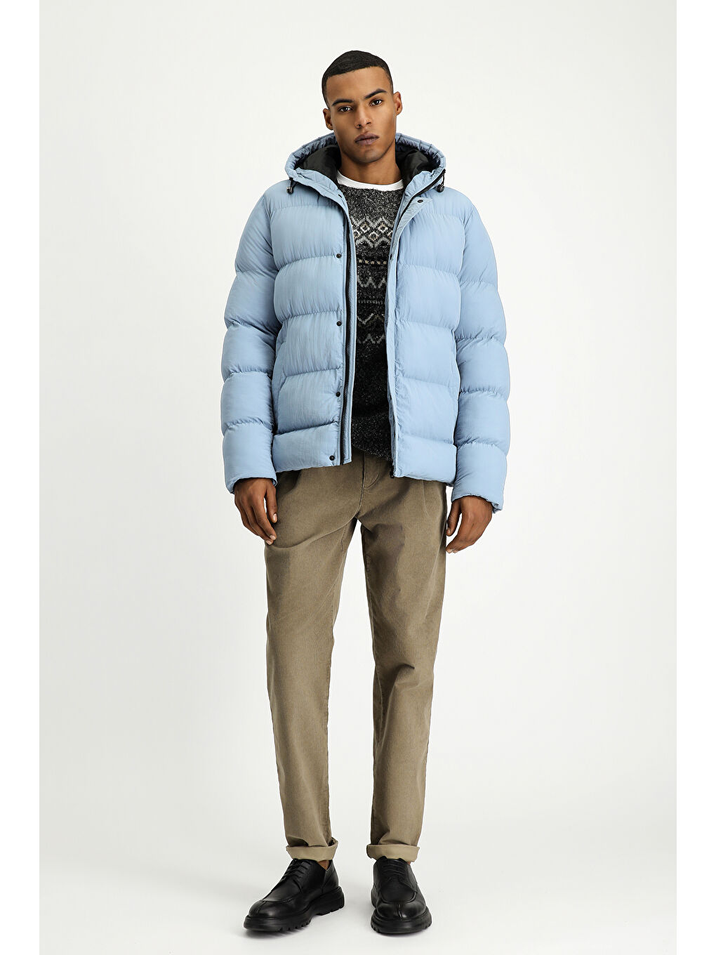 Mavi Kapüşonlu Spor Şişme Mont-1