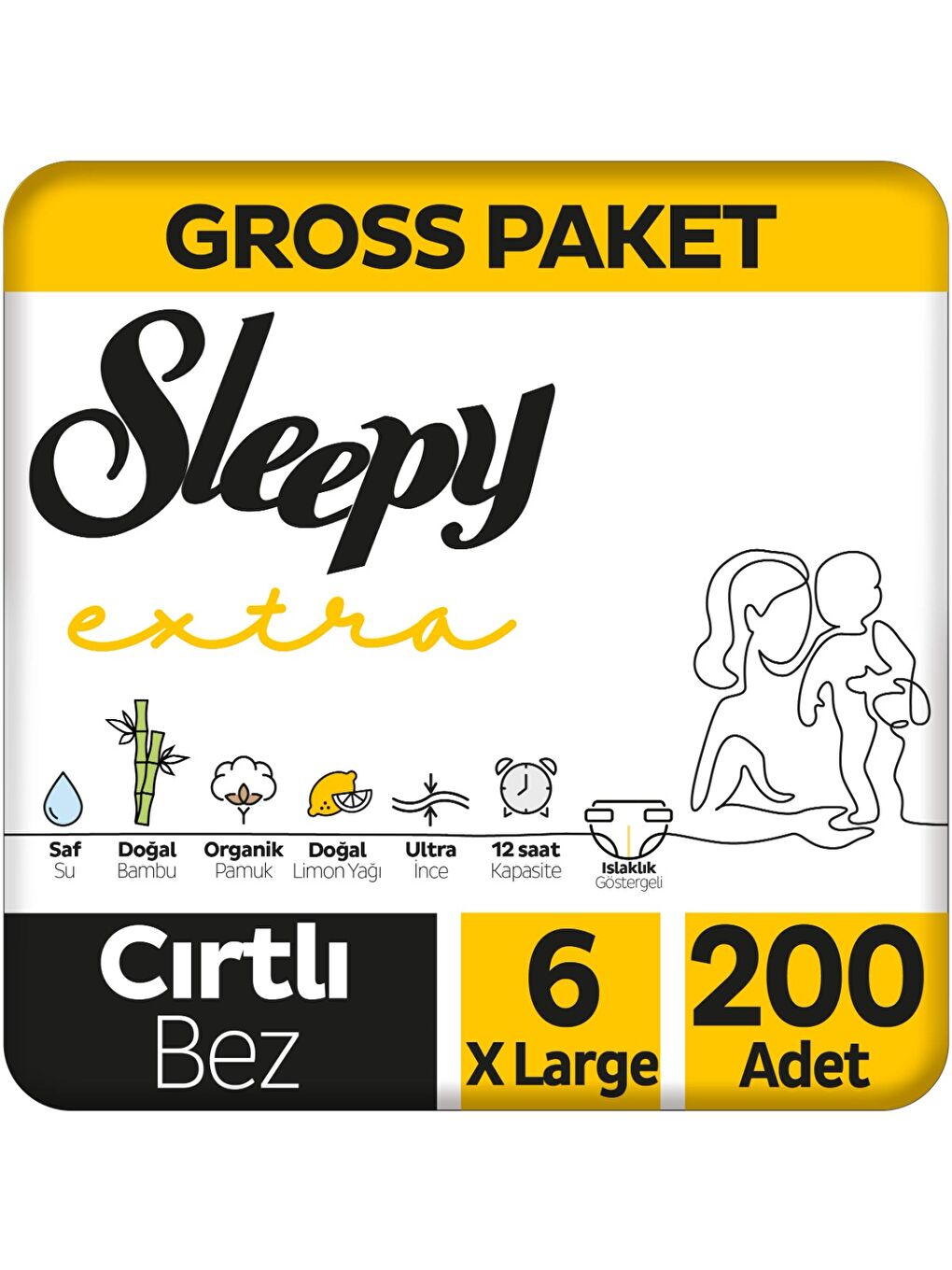 Extra Günlük Aktivite Gross Paket Bebek Bezi 6 Numara Xlarge 200 Adet