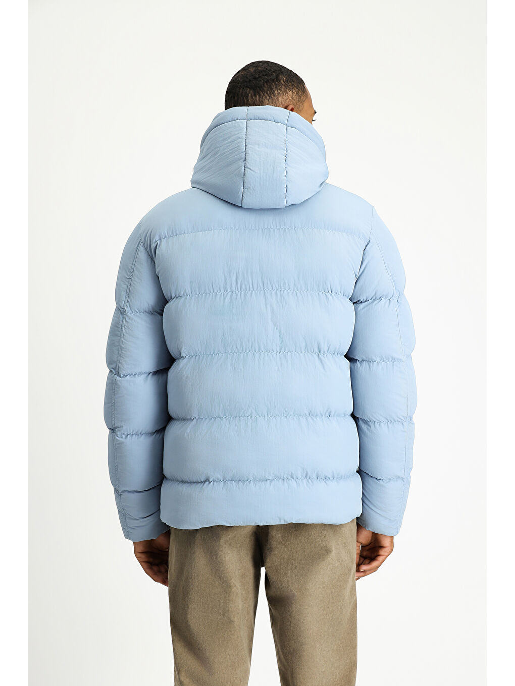 Mavi Kapüşonlu Spor Şişme Mont-6