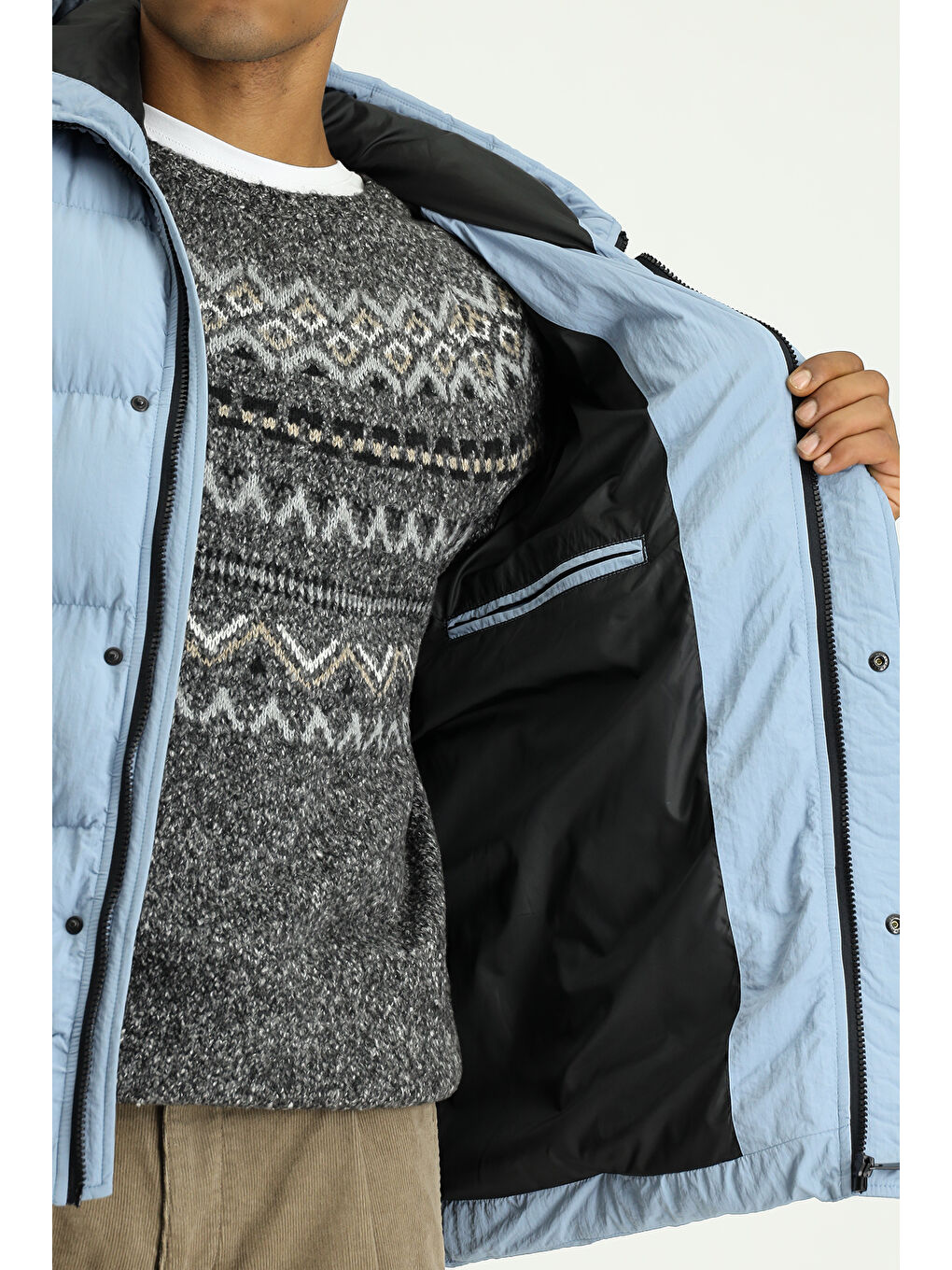 Mavi Kapüşonlu Spor Şişme Mont-7