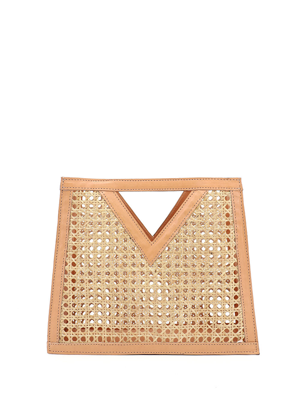 Kahverengi Kadın TABA-BEJ Hasır Örgülü El Çantası