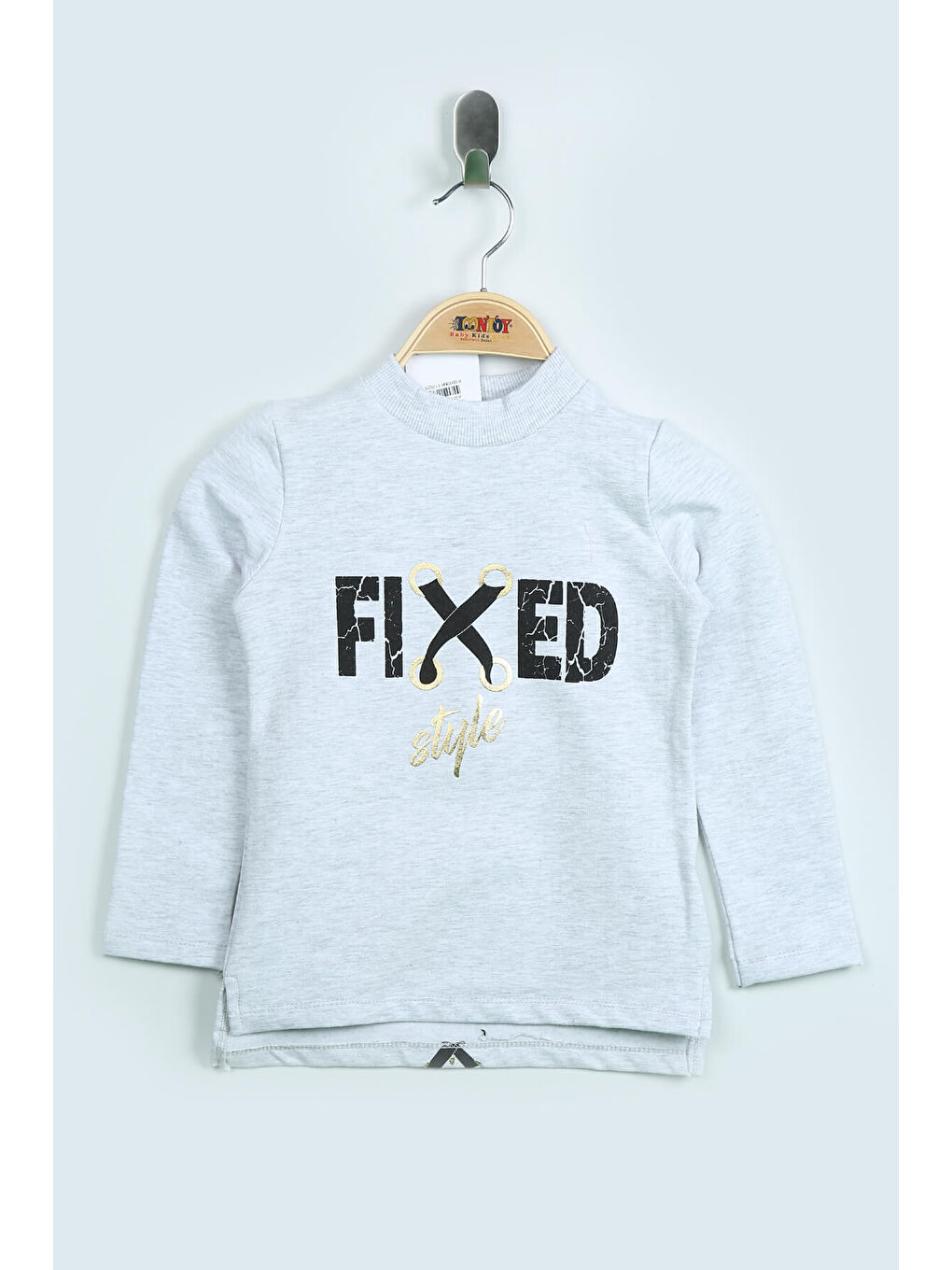 Toontoykids Gri Melanj Kız Çocuk Sweatshirt Fixed Varak Baskılı