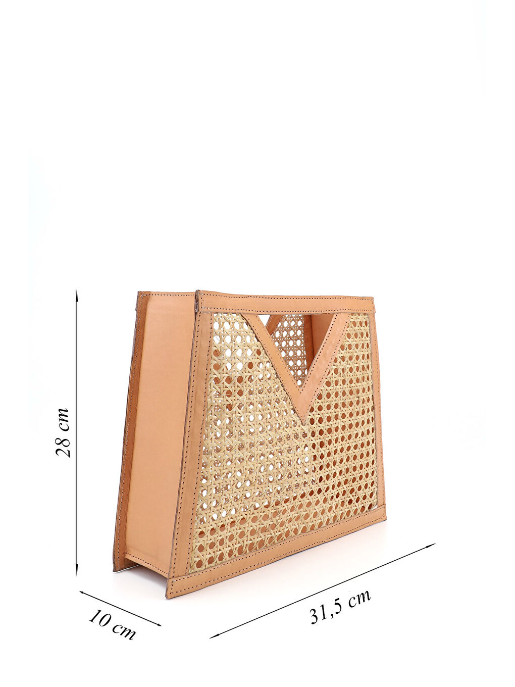 Kahverengi Kadın TABA-BEJ Hasır Örgülü El Çantası-1