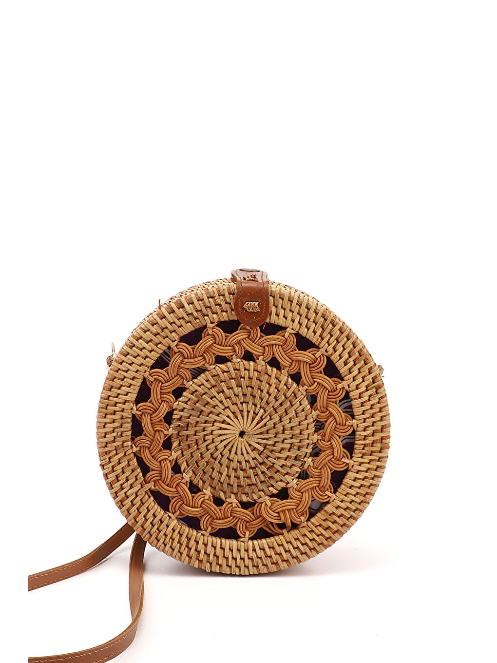 Kahverengi Kadın TABA-BEJ Hasır Örgülü Uzun Askılı Omuz Çantası