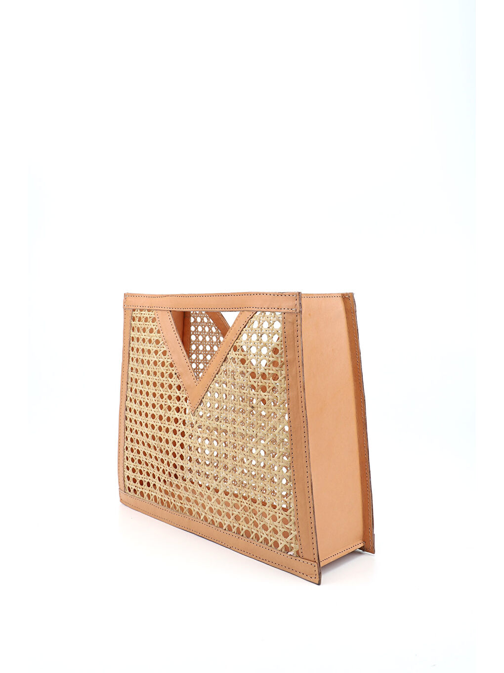 Kahverengi Kadın TABA-BEJ Hasır Örgülü El Çantası-2