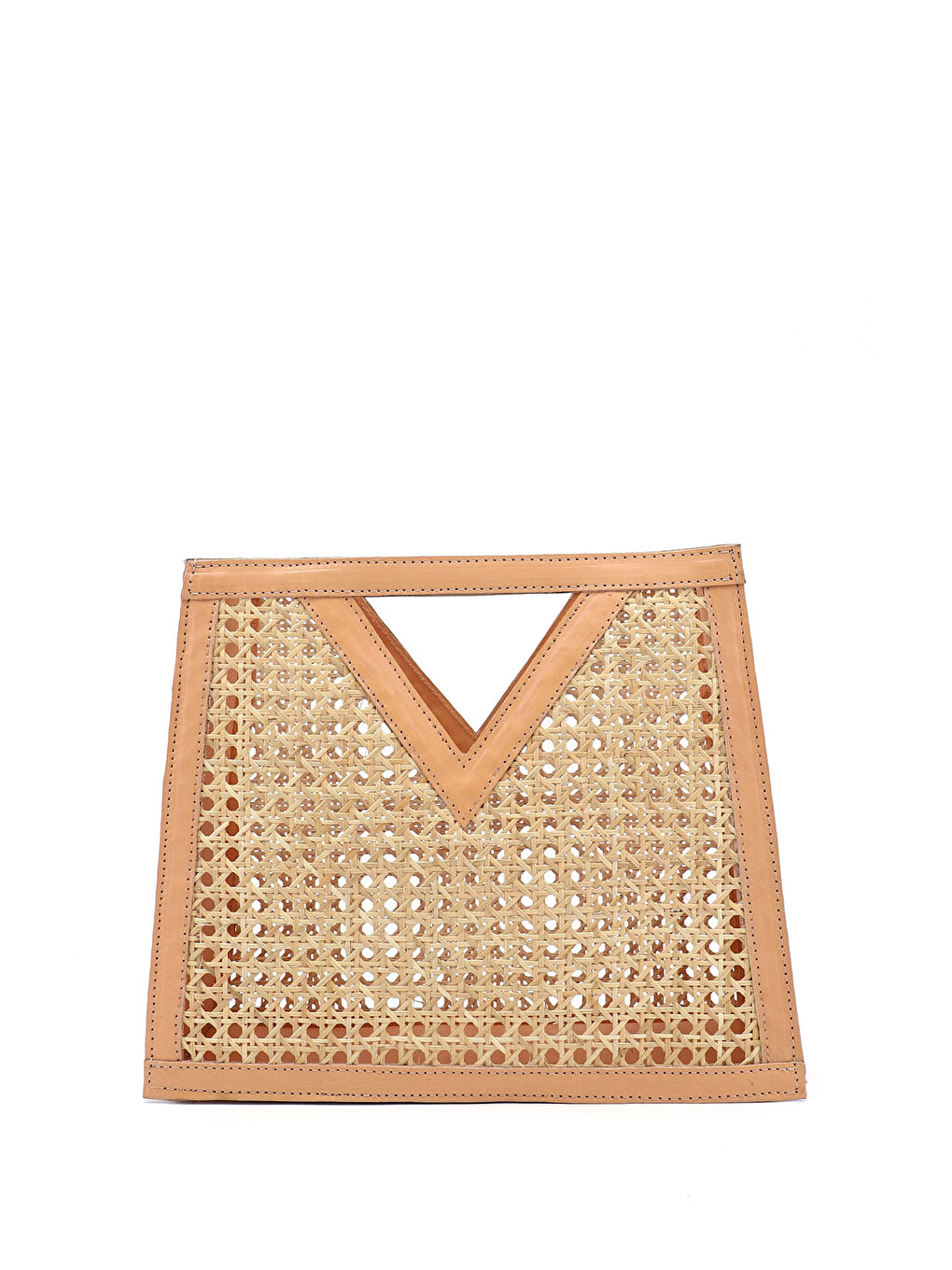 Kahverengi Kadın TABA-BEJ Hasır Örgülü El Çantası-3