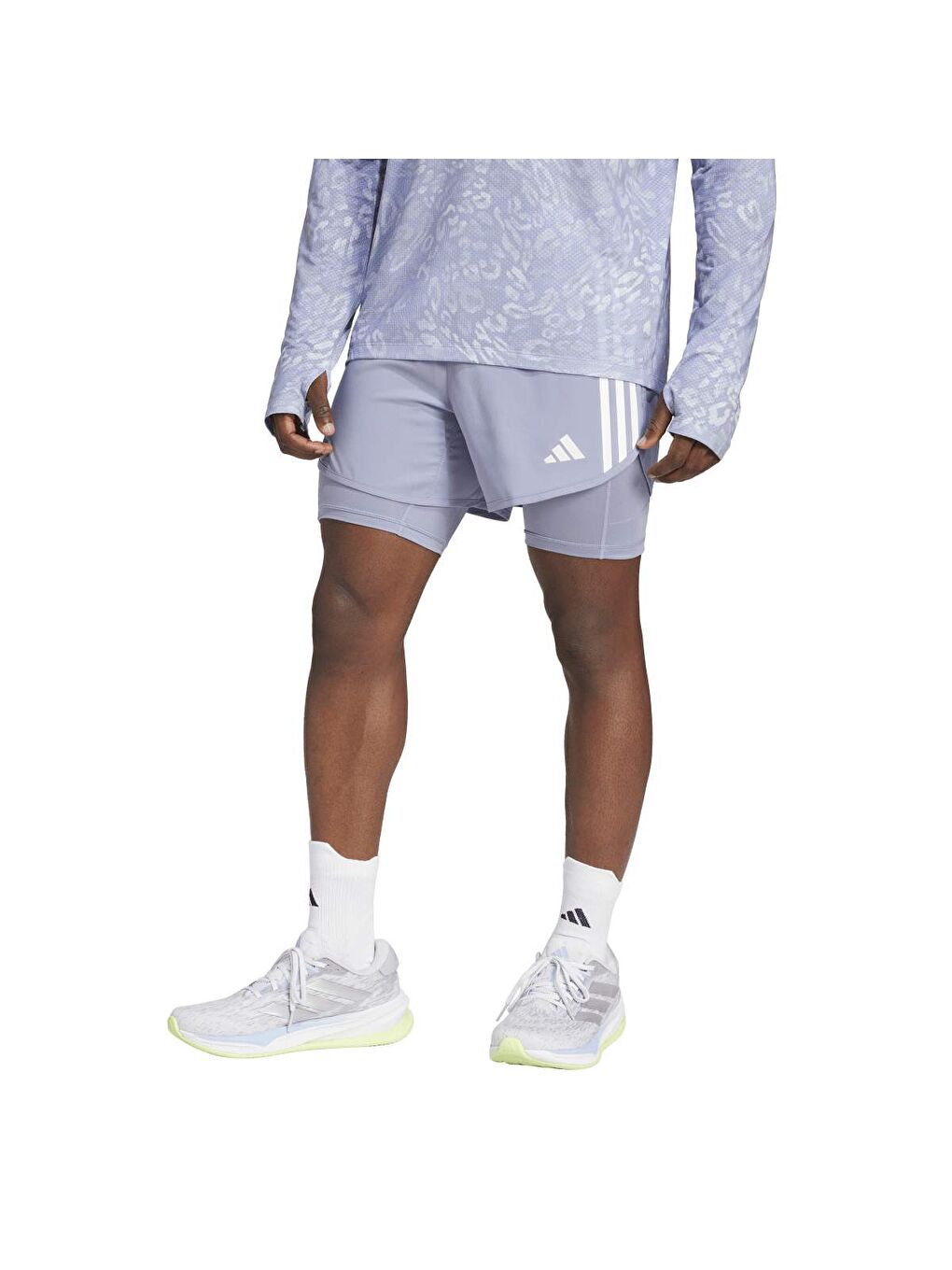 Own The Run 3 Stripes 2 In 1 Erkek Gri Şort
