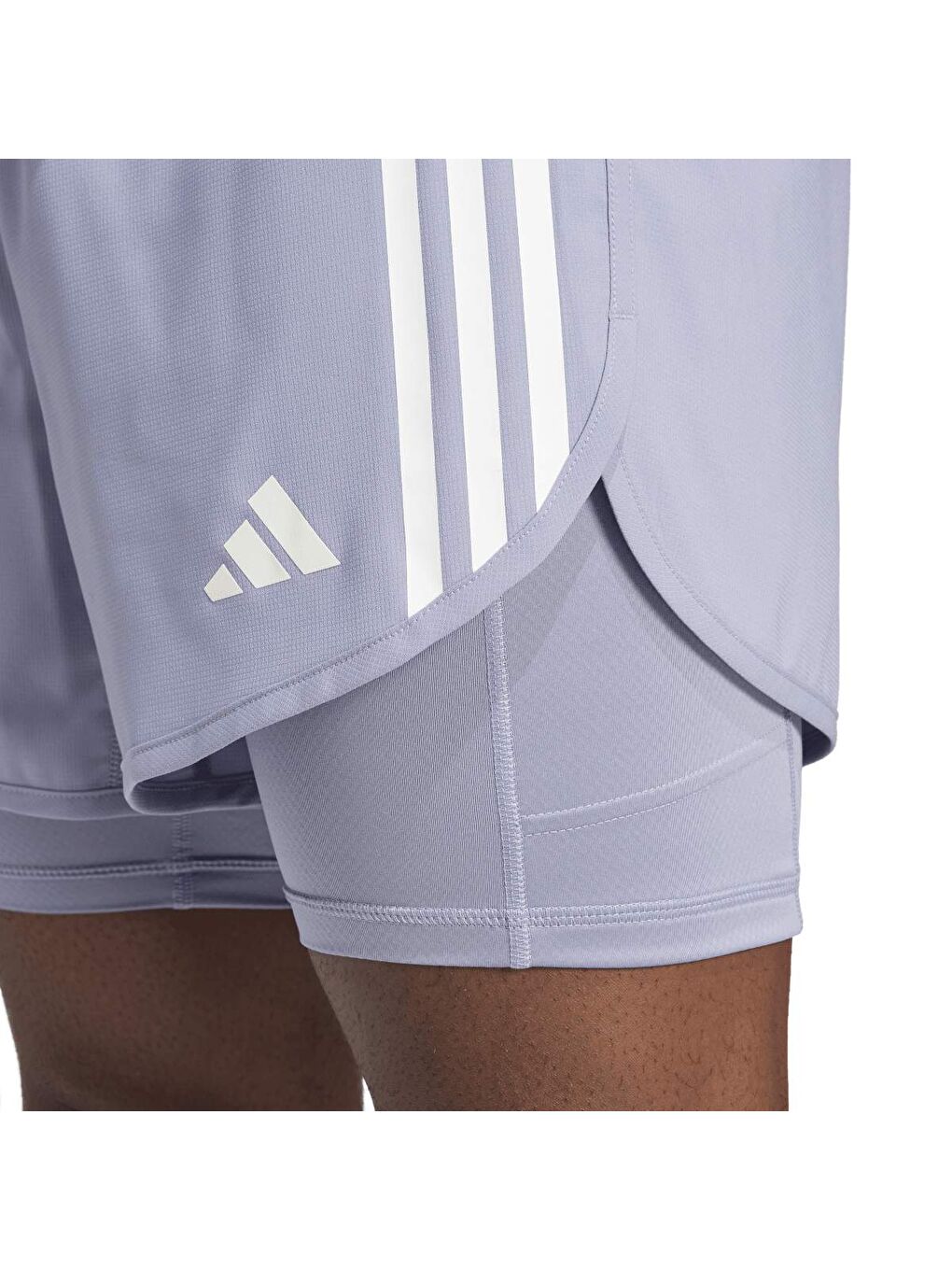 Own The Run 3 Stripes 2 In 1 Erkek Gri Şort-2