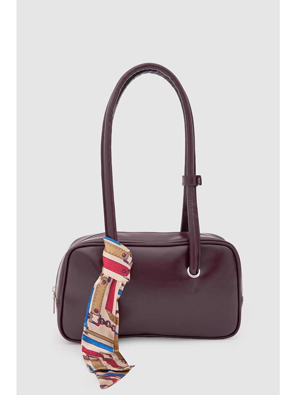 Beau Fular Detaylı Baget Çanta Mürdüm