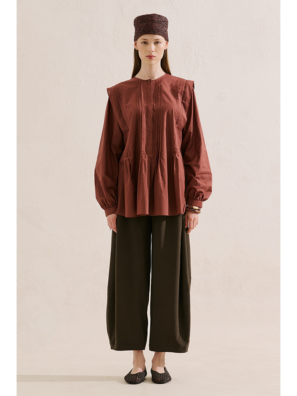Nervürlü Dökümlü Tunik Bordo-1
