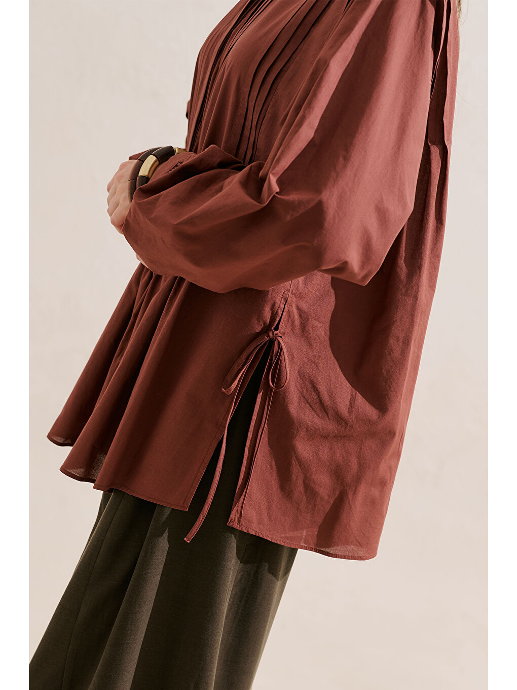 Nervürlü Dökümlü Tunik Bordo-4