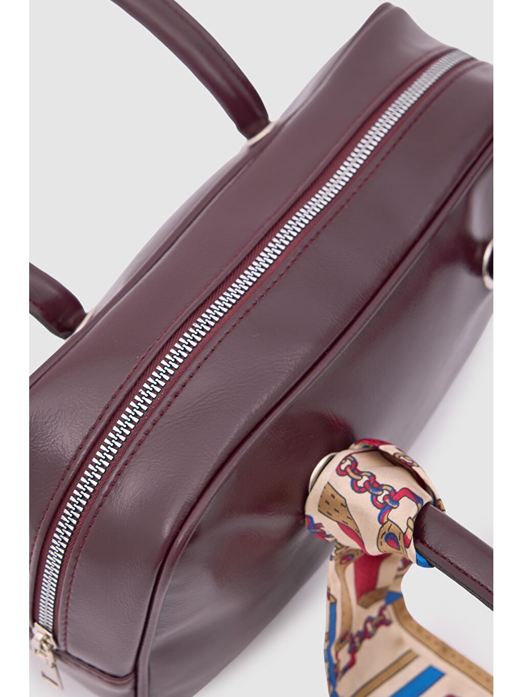 Beau Fular Detaylı Baget Çanta Mürdüm-6