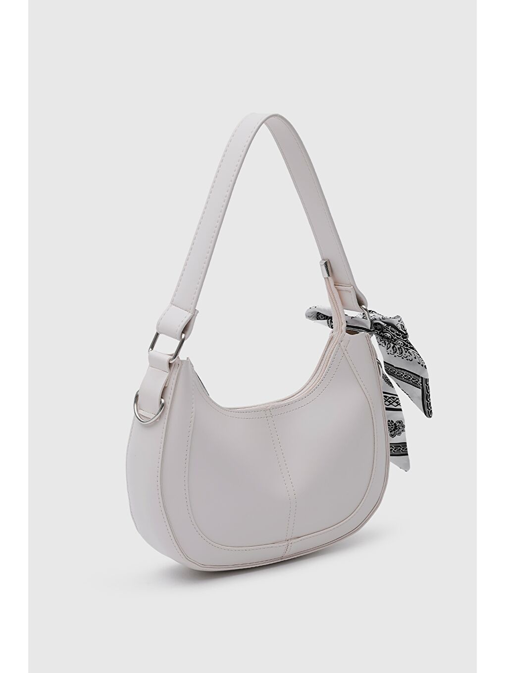 Ekru Caldera Fular Detaylı Baget Çanta Krem-2