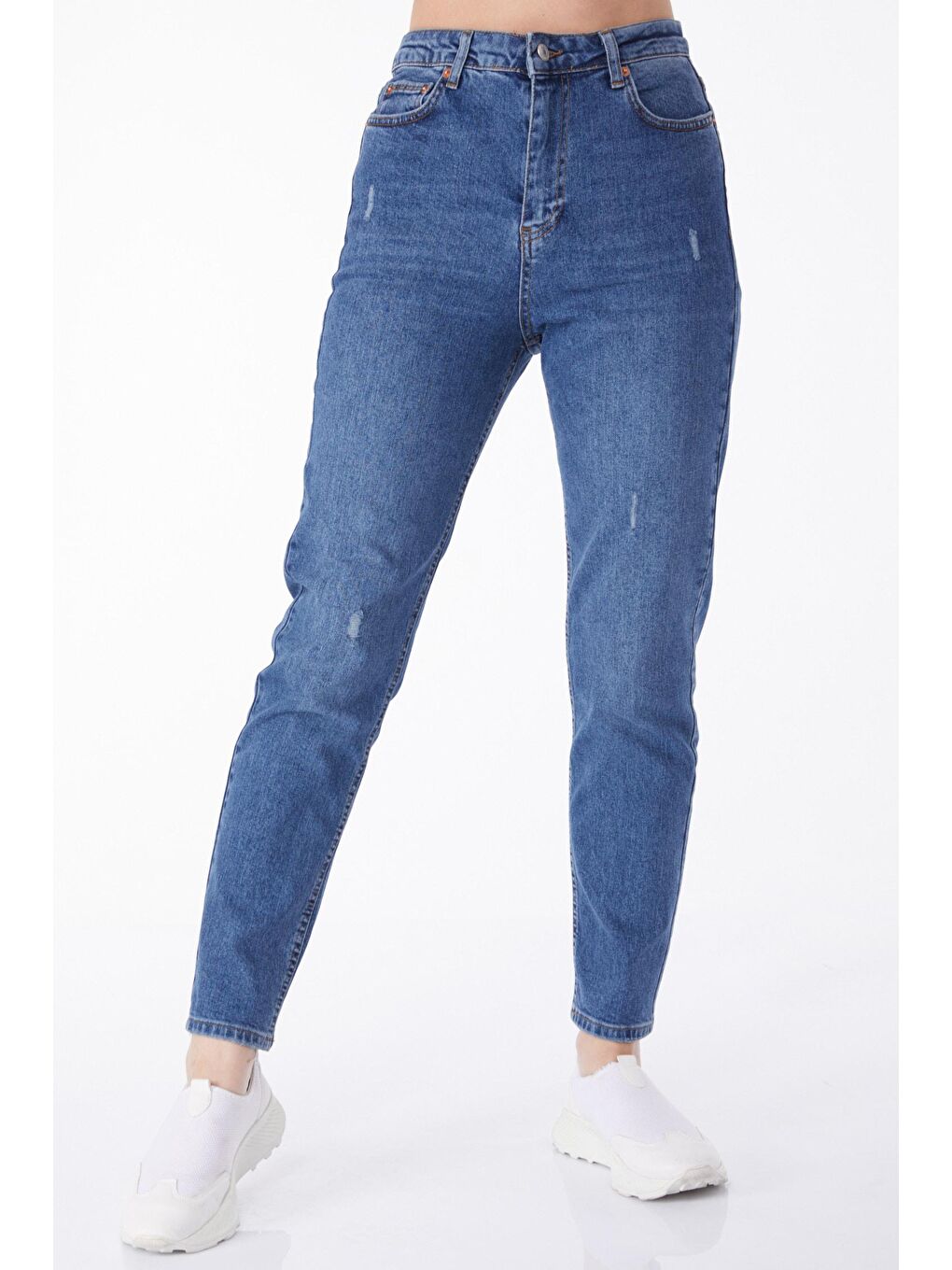 TOFİSA Düz Orta Kadın Mavi Mom Jeans Jean Pantolon - 50005 - 2