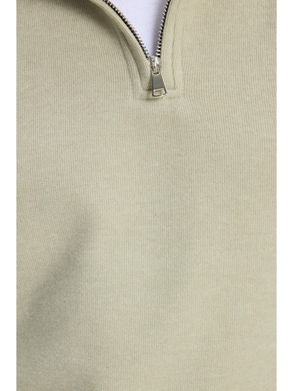 Yeşil Erkek Slim Fit Dar Kesim Pamuklu Selanik Kumaş Dik Yaka Mint Sweatshirt-6