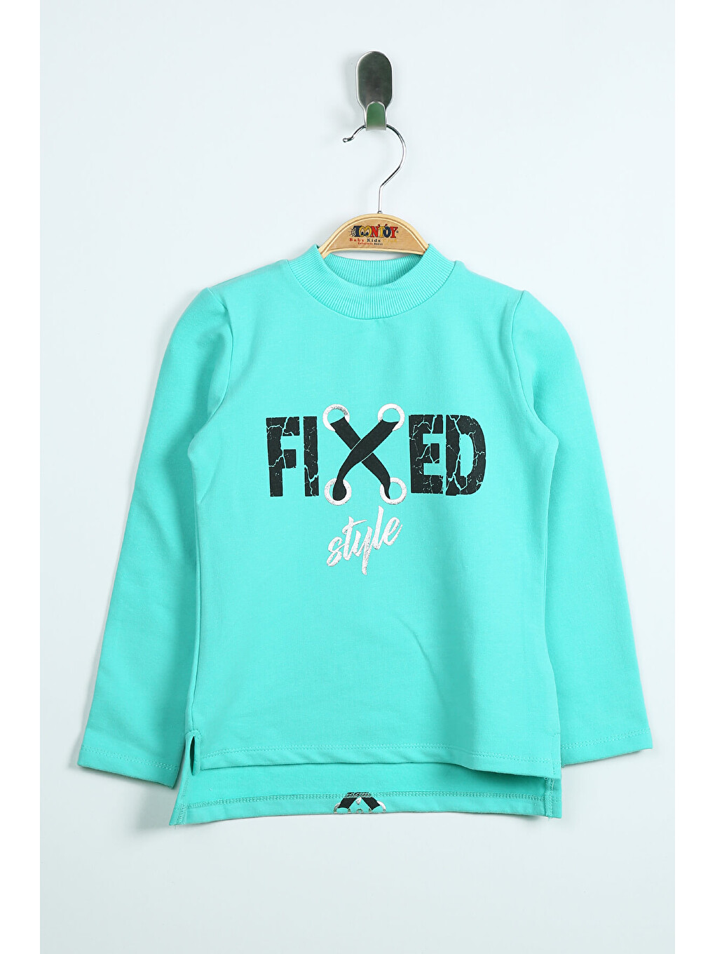Yeşil Kız Çocuk Sweatshirt Fixed Varak Baskılı