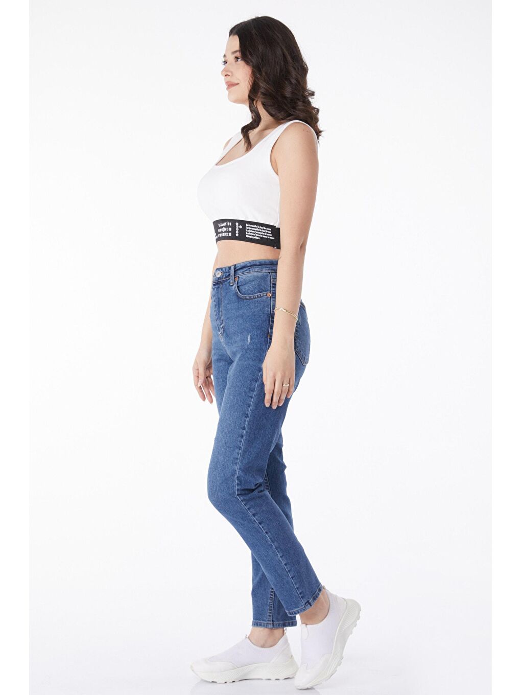 TOFİSA Düz Orta Kadın Mavi Mom Jeans Jean Pantolon - 50005 - 3