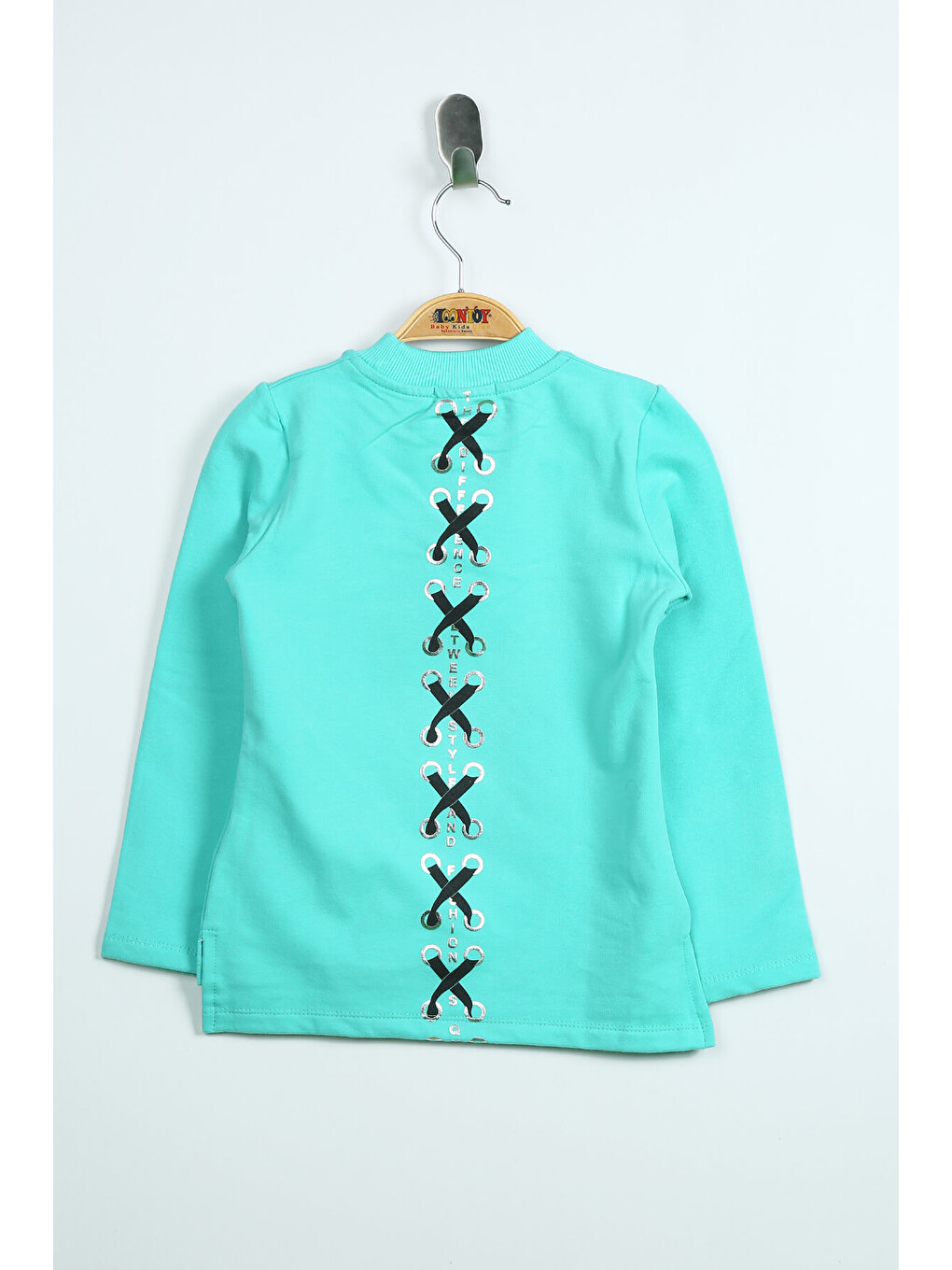 Yeşil Kız Çocuk Sweatshirt Fixed Varak Baskılı-1