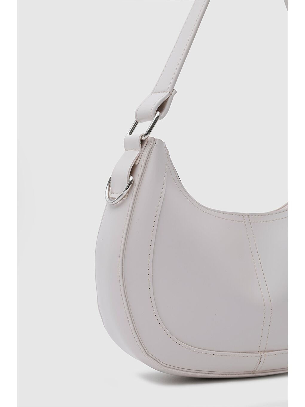 Ekru Caldera Fular Detaylı Baget Çanta Krem-5