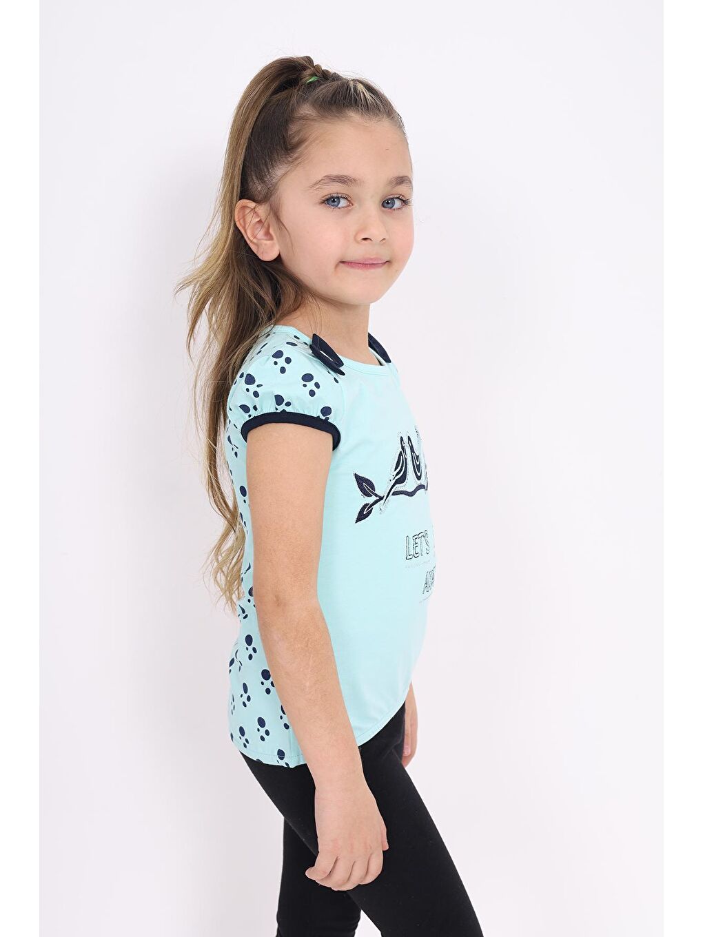 Toontoykids Mint Yeşil Kız Çocuk Nakış Detaylı Tişört - 2