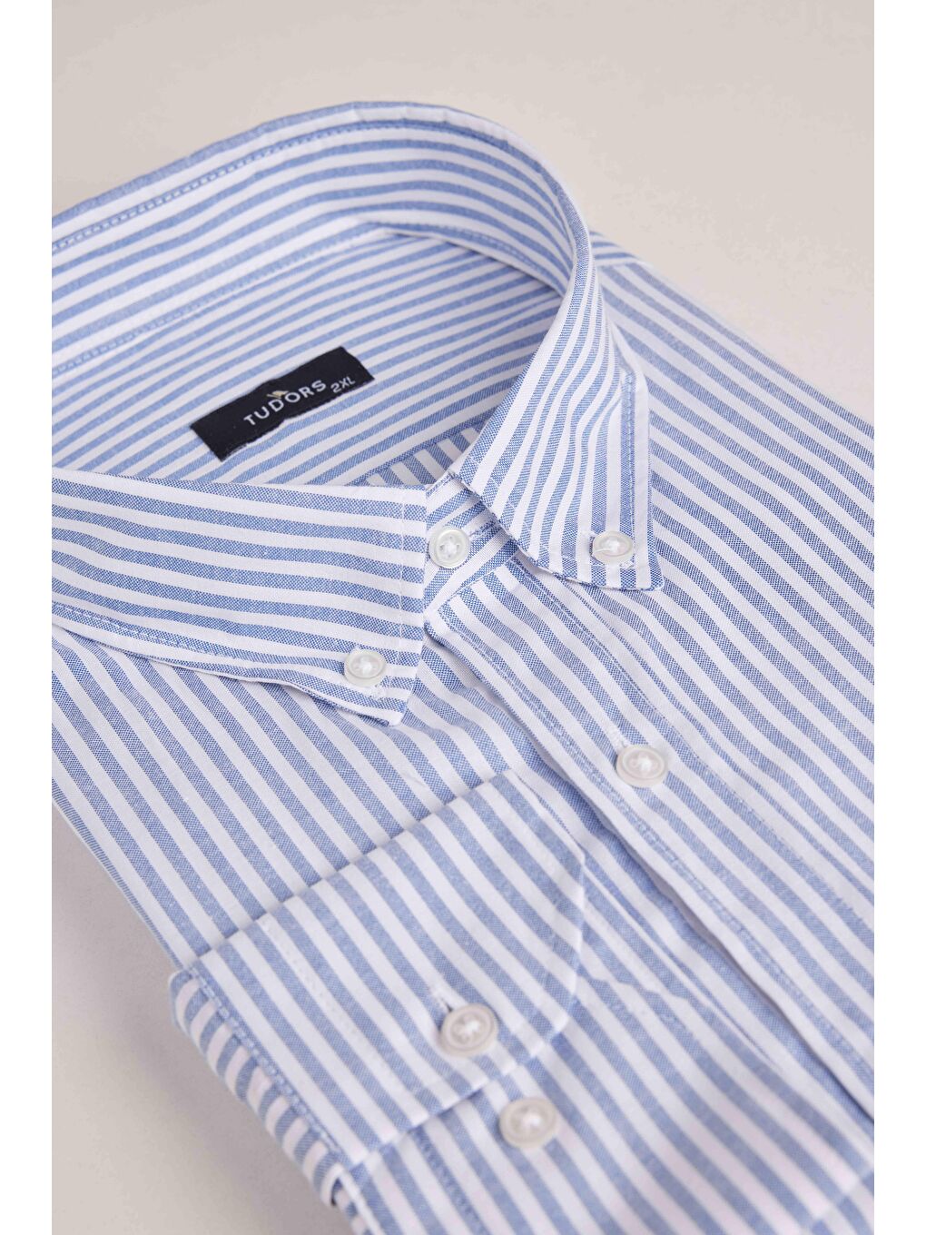 Karışık Çizgili Mavi Erkek Büyük Beden Gömlek-1