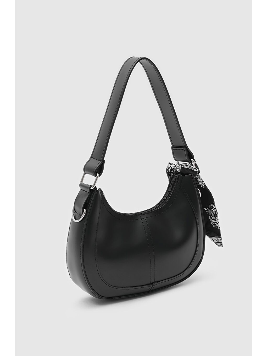 Caldera Fular Detaylı Baget Çanta Siyah-3