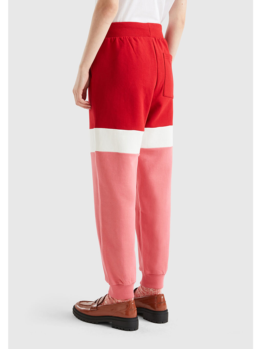 Kırmızı Unisex Vişne Çürüğü %100 Pamuk Renk Bloklu Eşofman Altı-1