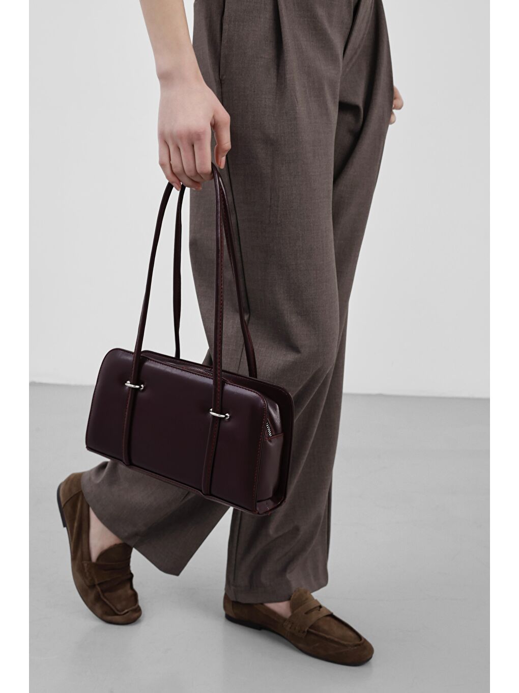 Hansal Metal Detaylı Baget Çanta Mürdüm-5