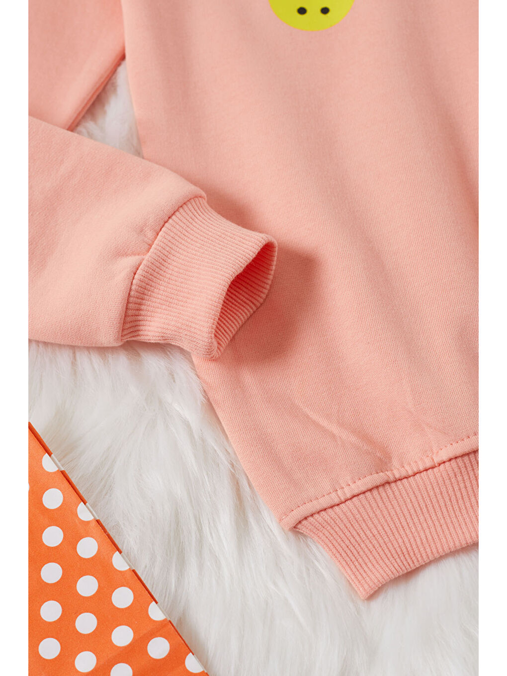 Pembe Life Kids Club Pembe Somon Gülen Yüz Baskılı Kız Çocuk Bisiklet Yaka Sweatshirt 17285 - 4