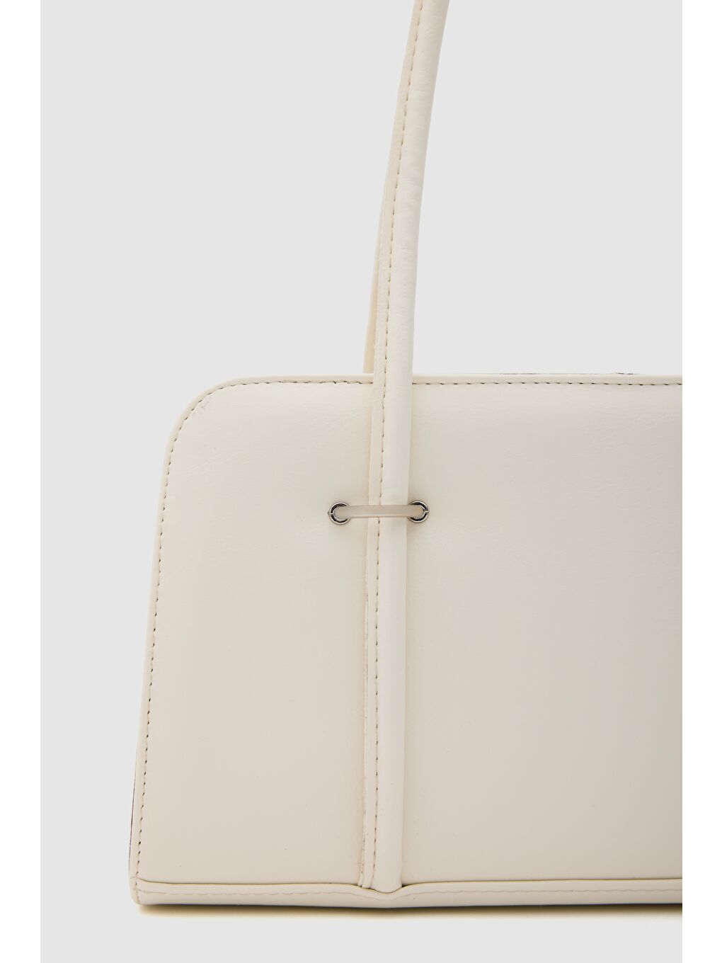 Ekru Hansal Metal Detaylı Baget Çanta Krem-4