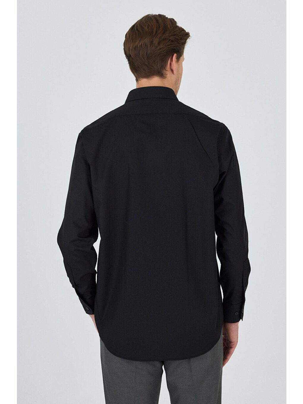 Siyah Klasik Yaka Uzun Kol Cepsiz Comfort Fit Classic Pamuklu Gömlek Gömlek 1004250287-4