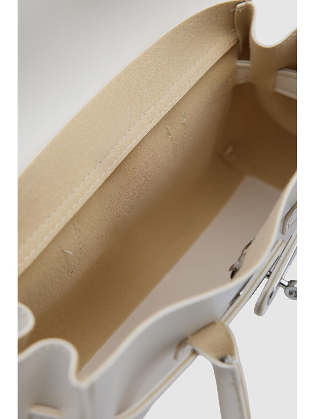 Ekru Giselle Kilitli Baget Çanta Krem-3