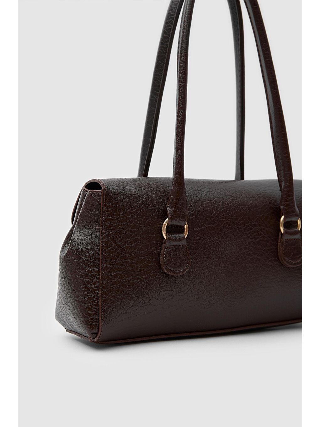 Kahverengi Lunera Vintage Baget Çanta Acı Kahve-4