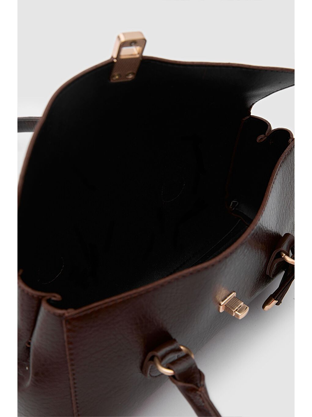 Kahverengi Lunera Vintage Baget Çanta Acı Kahve-5